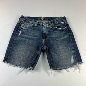 7 For All Mankind Jean Shorts Women's 25 Jagger Blue Fade Cut Offs Denim Jorts